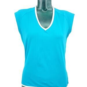 Y2K Canari Blue Muscle Tank Sleeveless Activewear Top Women's Size L 1719